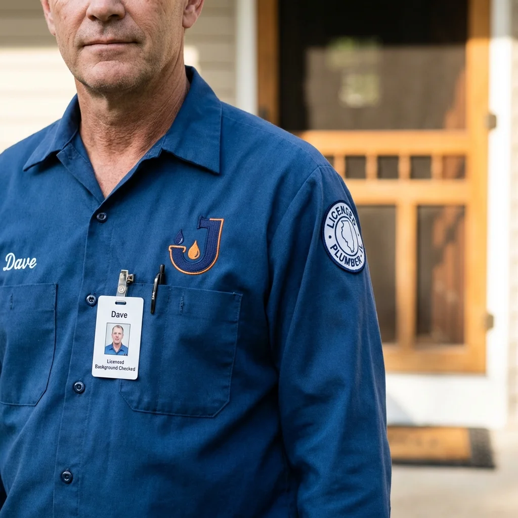 Licensed plumber showing ID badge in Flagler Beach, FL