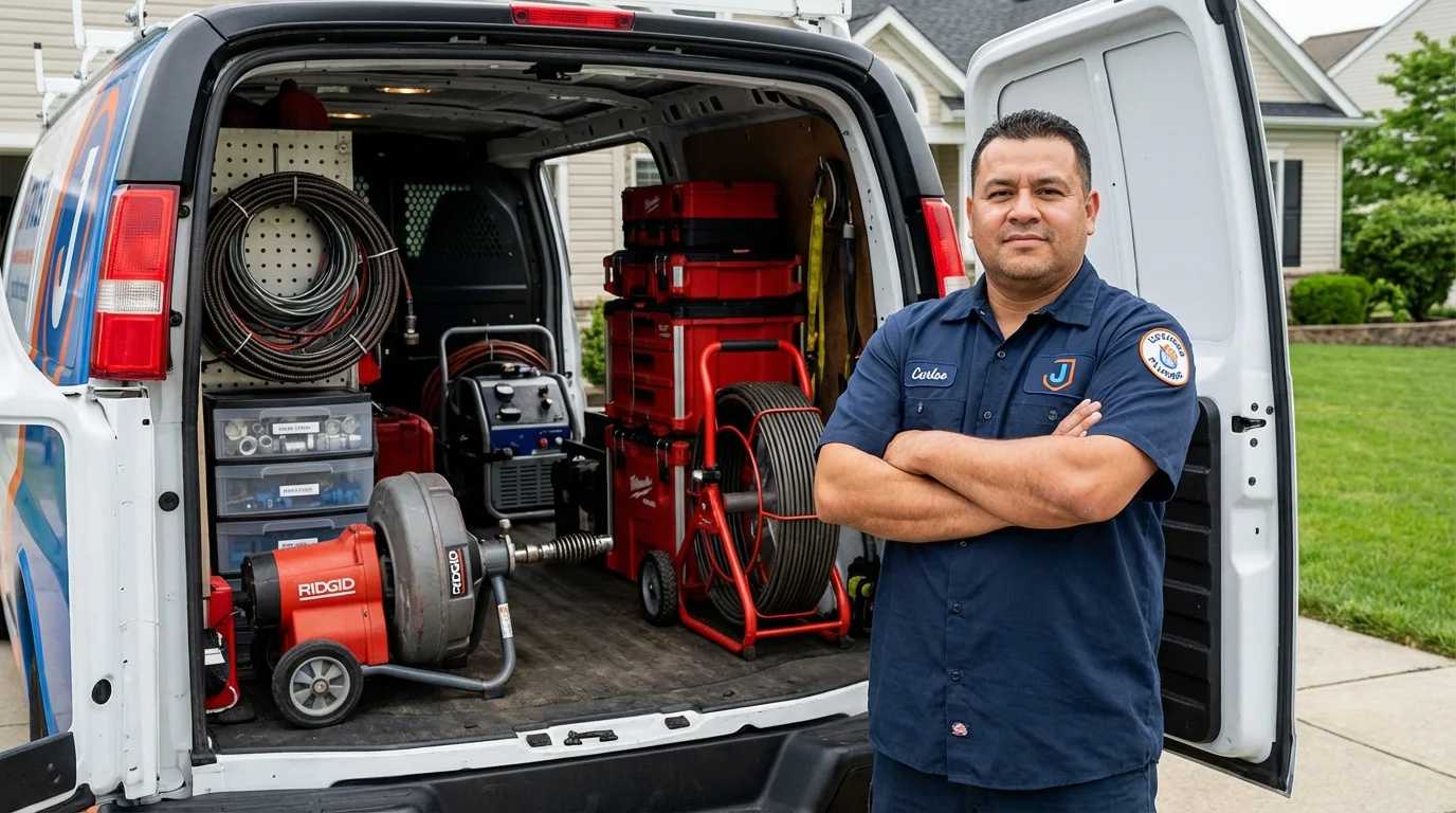 Professional drain cleaning equipment and Johns Plumbing LLC plumber in Flagler Beach