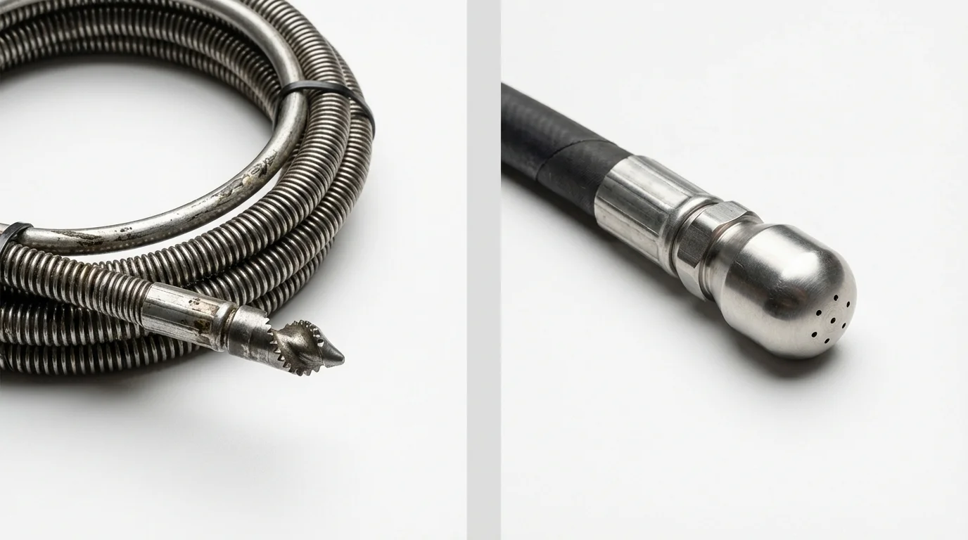 Drain snake cable and hydro jetting nozzle used for drain cleaning in Flagler Beach, FL