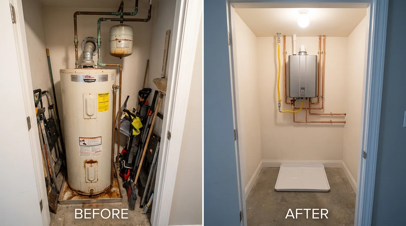 Tank water heater versus wall-mounted tankless unit comparison for Flagler Beach, FL homeowners