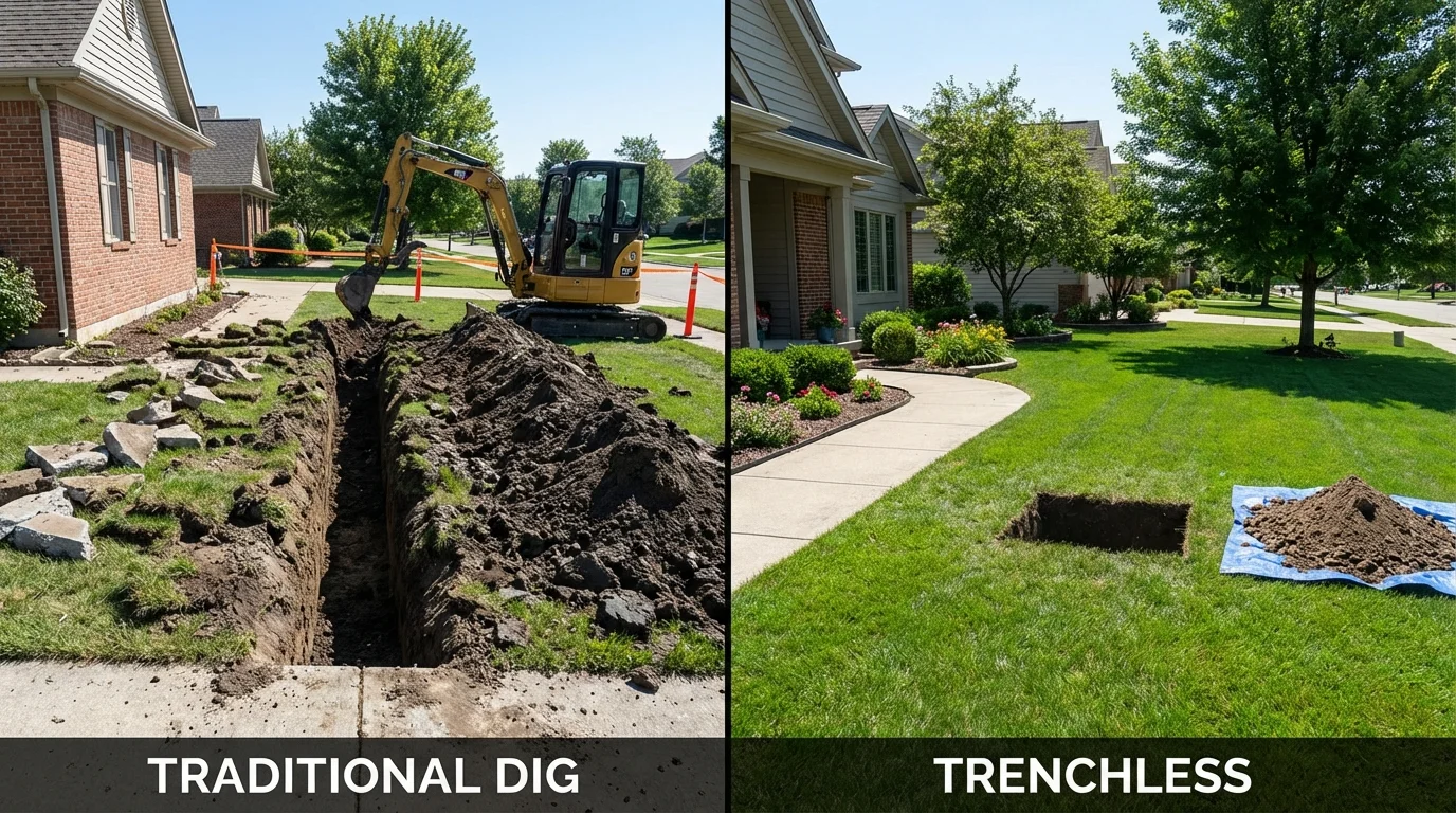 Trenchless sewer repair with minimal yard damage versus traditional excavation in Flagler Beach, FL